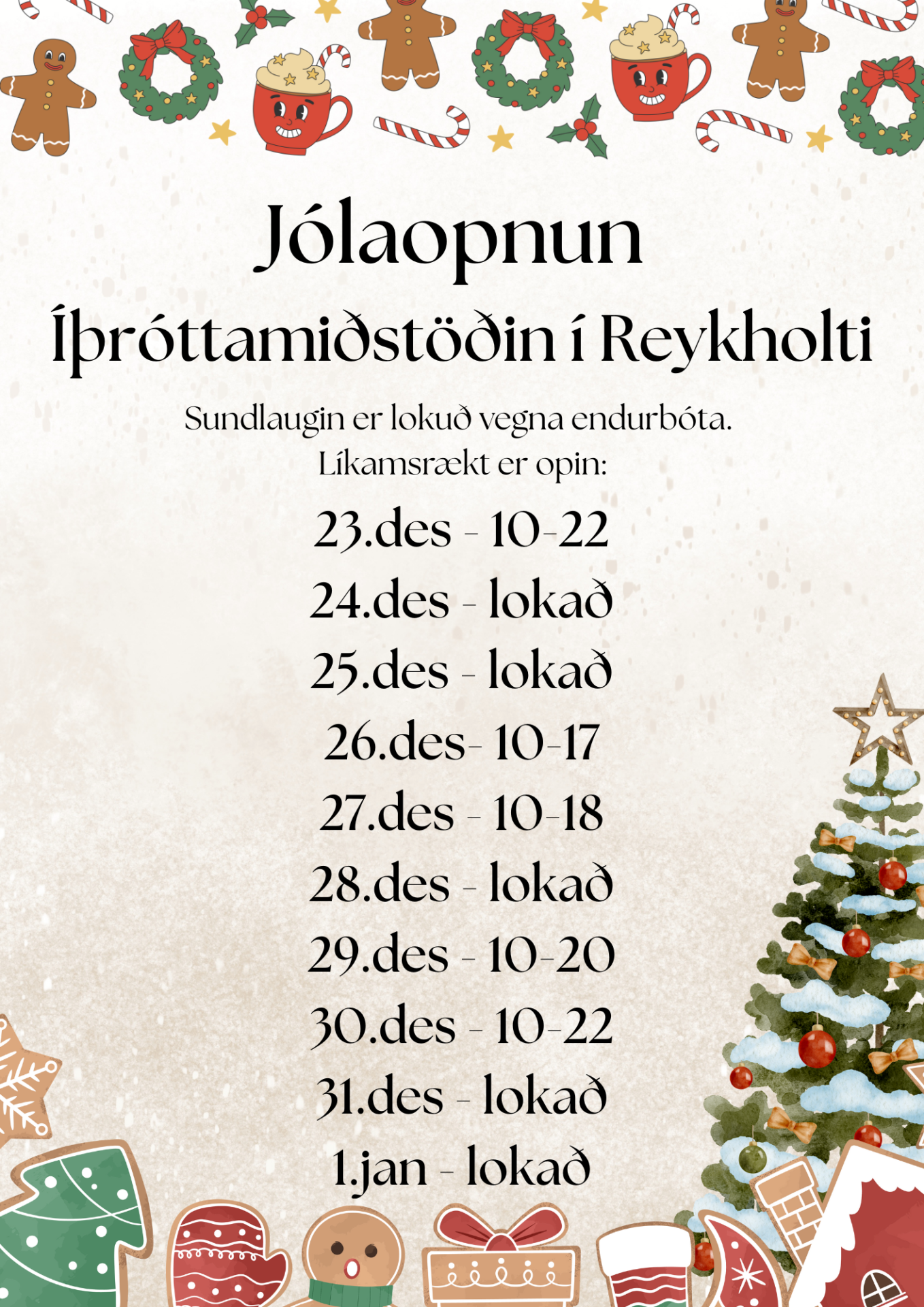 Jólaopnun íþróttamiðstöðin Reykholti