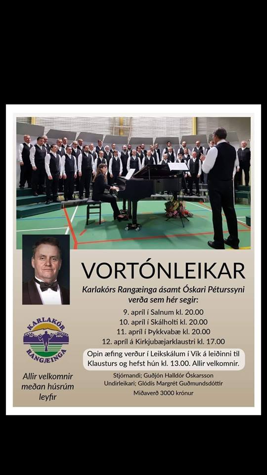 Vortónleikar Karlakórs Rangæinga ásamt Óskari Péturssyni.