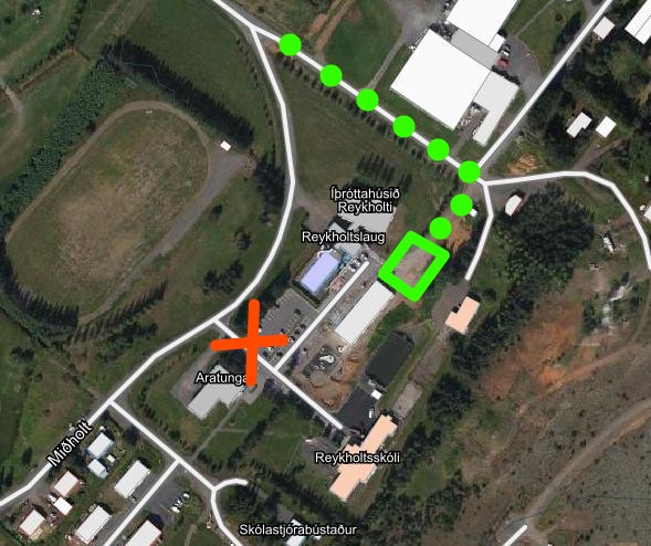 Lokun á innkeyrslunni á bílastæðið við Aratungu laugardaginn 29 ágúst frá kl. 09:00 til 18:00.